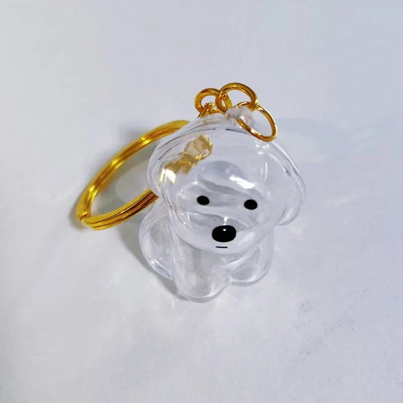 Clear Puppy Hair Memorial Keychain | Pet Fur Keepsake Capsule DIY Pendant A2