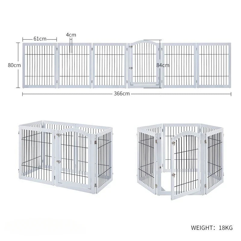 Wooden Pet Fence Dog Fence Freely Combinable Pet Isolation Door Indoor Foldable Dog Cage for Small and Medium Dogs Pet Supplies White