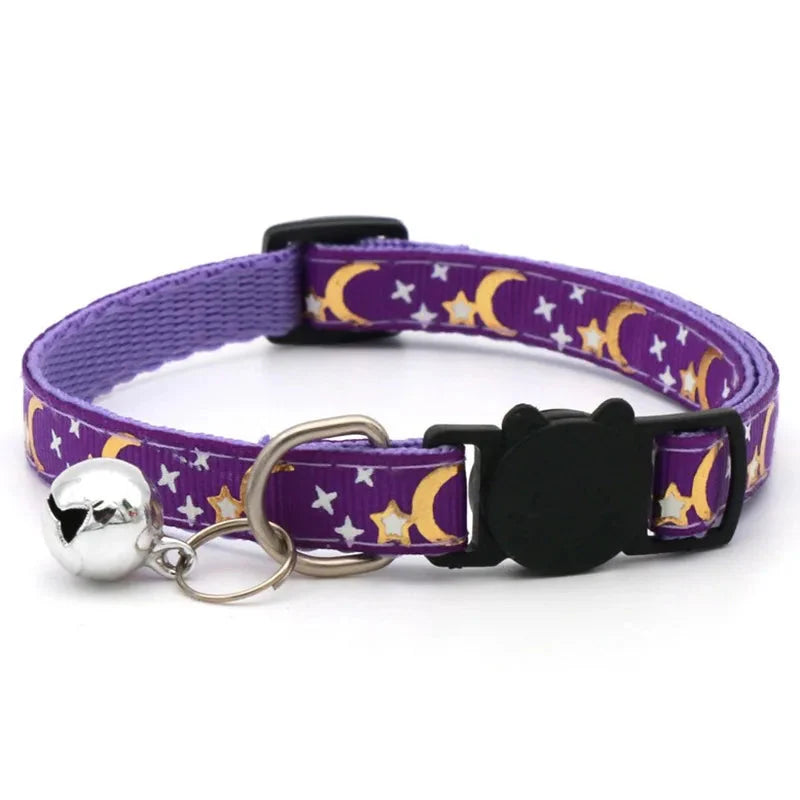 Colorful Pet Collar with Bell – Adjustable for Cats & Small Dogs C purple