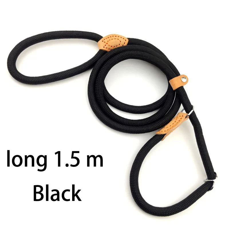 Adjustable Nylon Dog Collar and Harness with Quick-Release Leash, Lightweight Durable Pet Lead for Dogs and Cats Black 1.5m