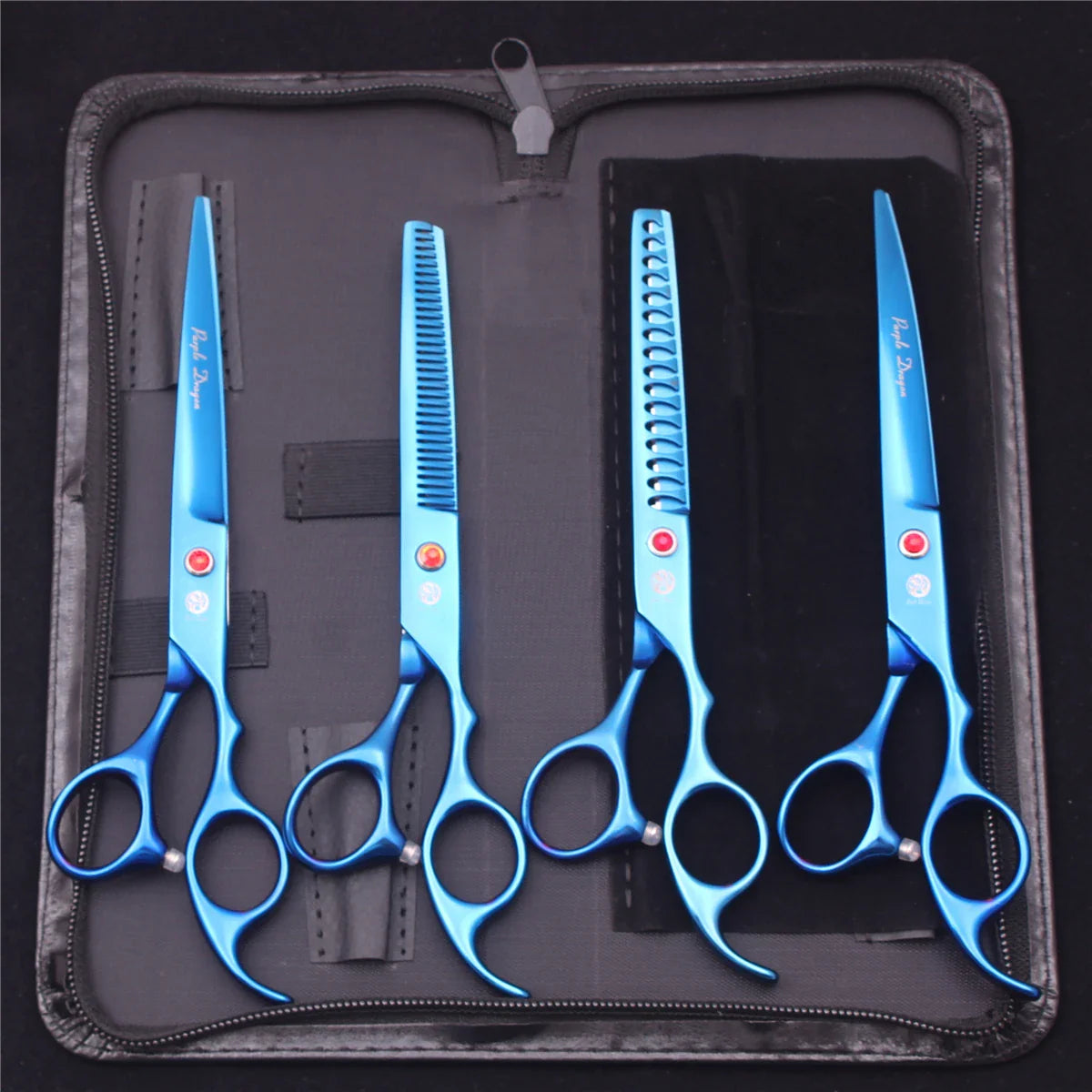 7-Inch (19.5 cm) Stainless Steel Pet Grooming Scissors Kit – Straight, Thinning, Chunker & Curved Shears Z3013-Lan-D4