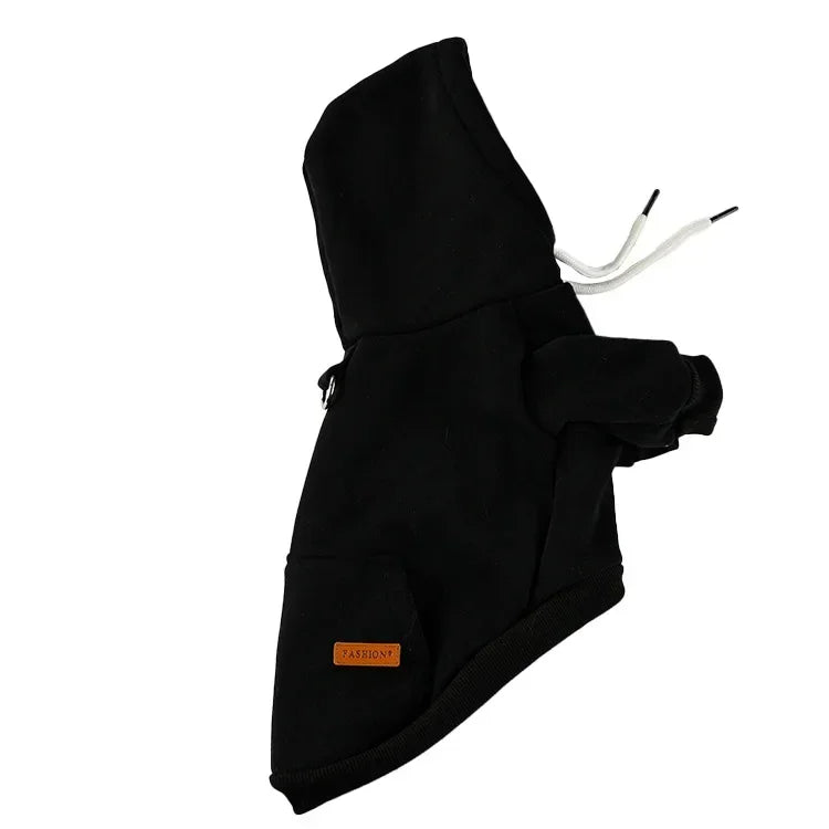 Dog Clothes Pet Dog Hoodie Small And Medium Dog Vest Outdoor Sweatshirt Bulldog Husky Warm Fleece Pet Clothing Puppy Cat Costume Black