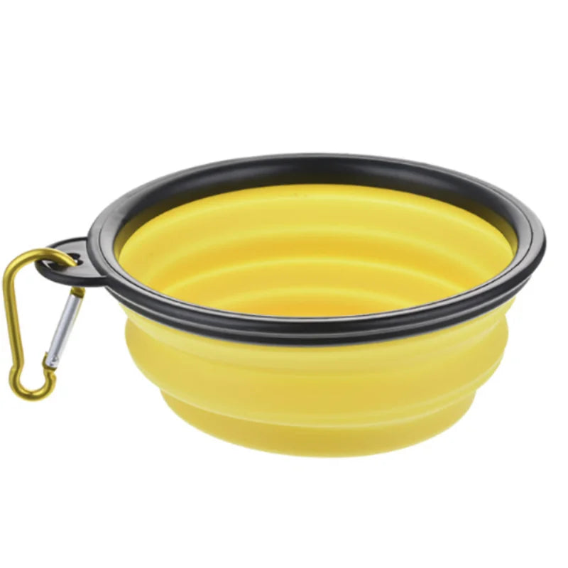Collapsible TPR Travel Pet Bowl for Dogs & Cats — Portable Food & Water Dish (350/650/1000 ml | 12/22/34 oz) Yellow