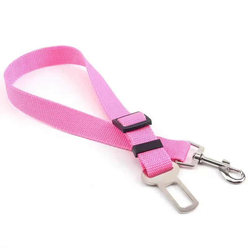 Two-in-One Pet Car Seat Belt Leash Adjustable Nylon Dog Seatbelt Harness for Backseat Safety pink zhi