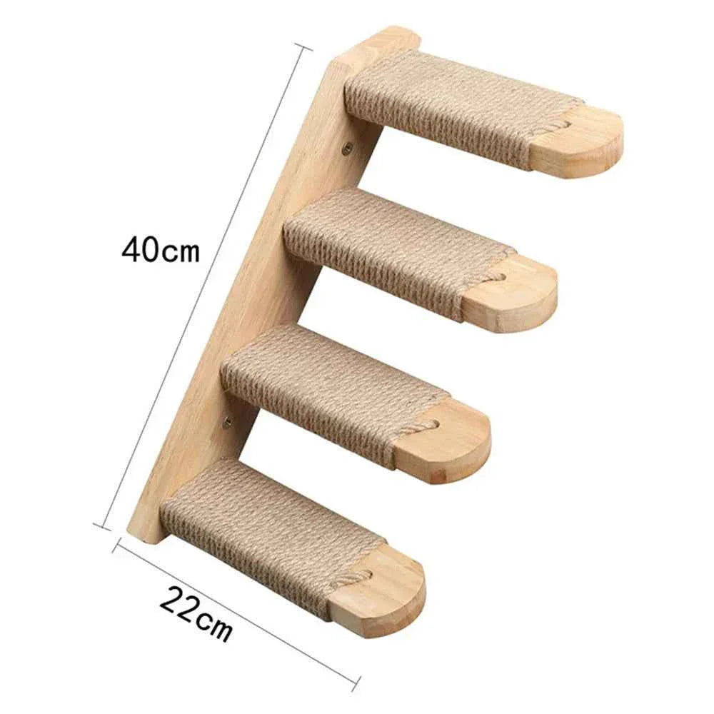 Wall-Mounted Cat Climbing Rope – Solid Wood Pedals & Sisal Scratch Training Toy for Indoor Cats 1pc ladder right