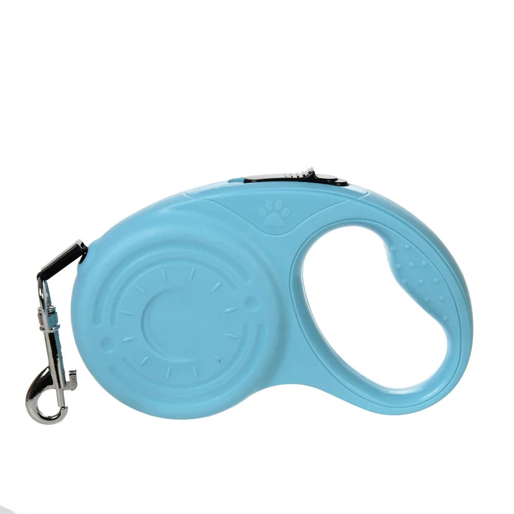Retractable Dog Leash 3m/5m (9.8ft/16.4ft) Nylon Rope with Quick-Release ABS Case and Paw Print Keychain Blue 3 3 Metre
