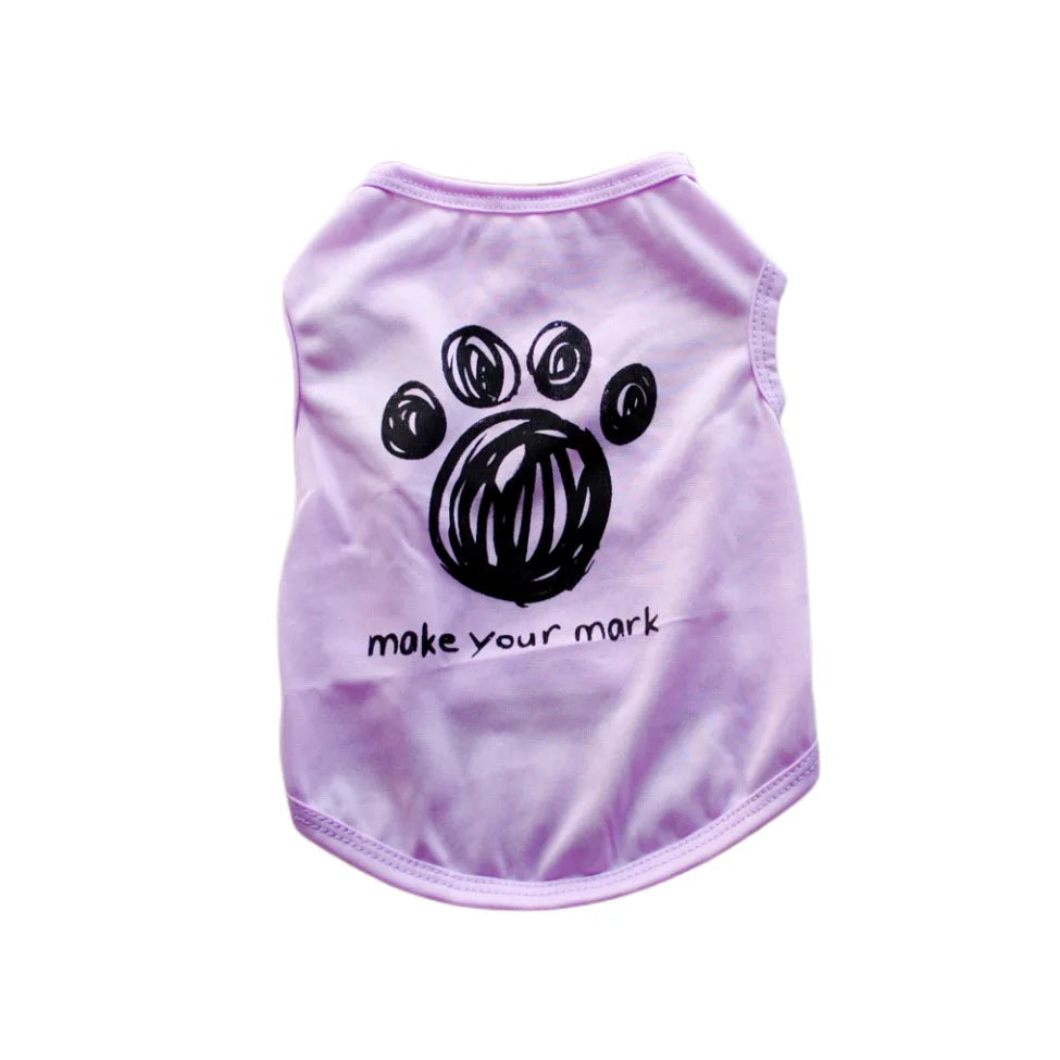 Security Clothing for Dogs Summer Pet T-shirt Costume Purple Paw