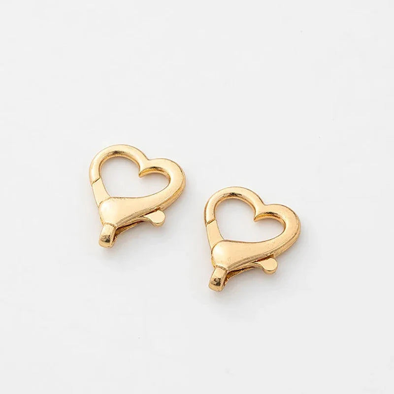 10pcs Heart Shaped Spring Clasps Metal Lobster Clasps Bag Clips Hook Dog Chain Buckles DIY Keychain Jewelry Making Accessories KC Gold