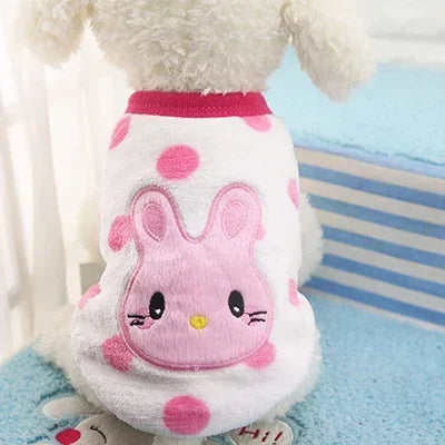Cartoon Fleece Pet Sweater – Winter Warm Dog & Cat Coat (XXS-XL) United States White Rabbit