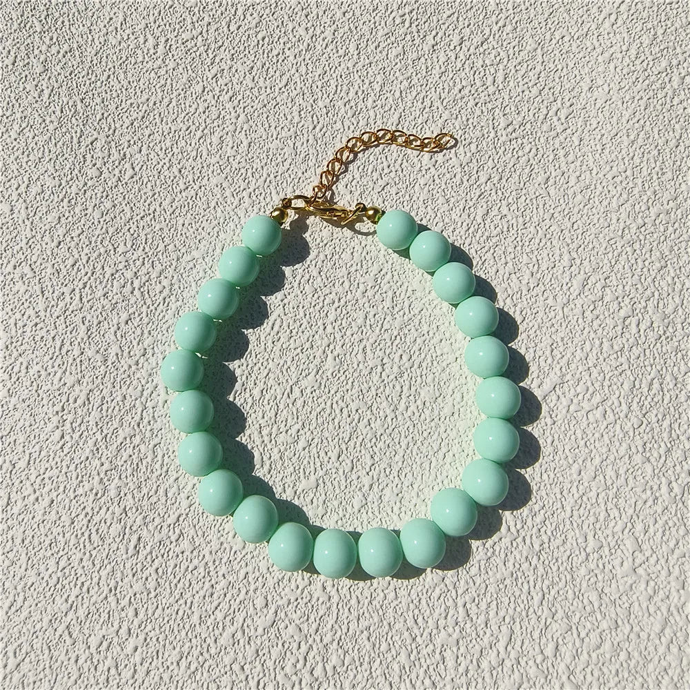 Dogs Necklace Extension Chain Design Pet Collar Fashion Dogs Faux Pearls Necklace Loop DIY Cat Dog Grooming Accessory light green
