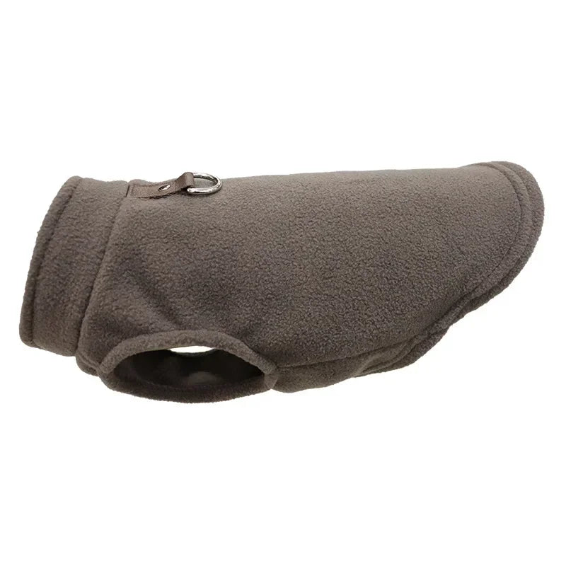 Winter Fleece Pet Jacket Vest with D-Ring – Warm Dog & Cat Coat for Small Breeds (Chihuahua, French Bulldog) coffee