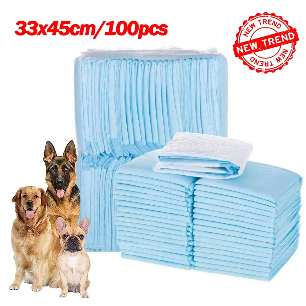 NEW Absorbent Dogs Diapers Disposable Puppy 20/40/50/100PCS Training Pee Pads Quick Dry Surface Mat Clean Cushion Dog Supplies 33x45 100pcs