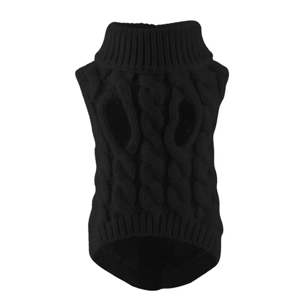 Classic Solid Knit Dog Sweater | Warm Winter Pullover for Small Breeds Black Default