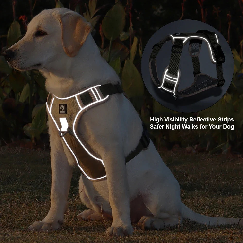 Tactical No-Pull Dog Harness Reflective Heavy Duty Oxford Cloth Waterproof Medium Large Breed Outdoor Walking Pet Vest Harness