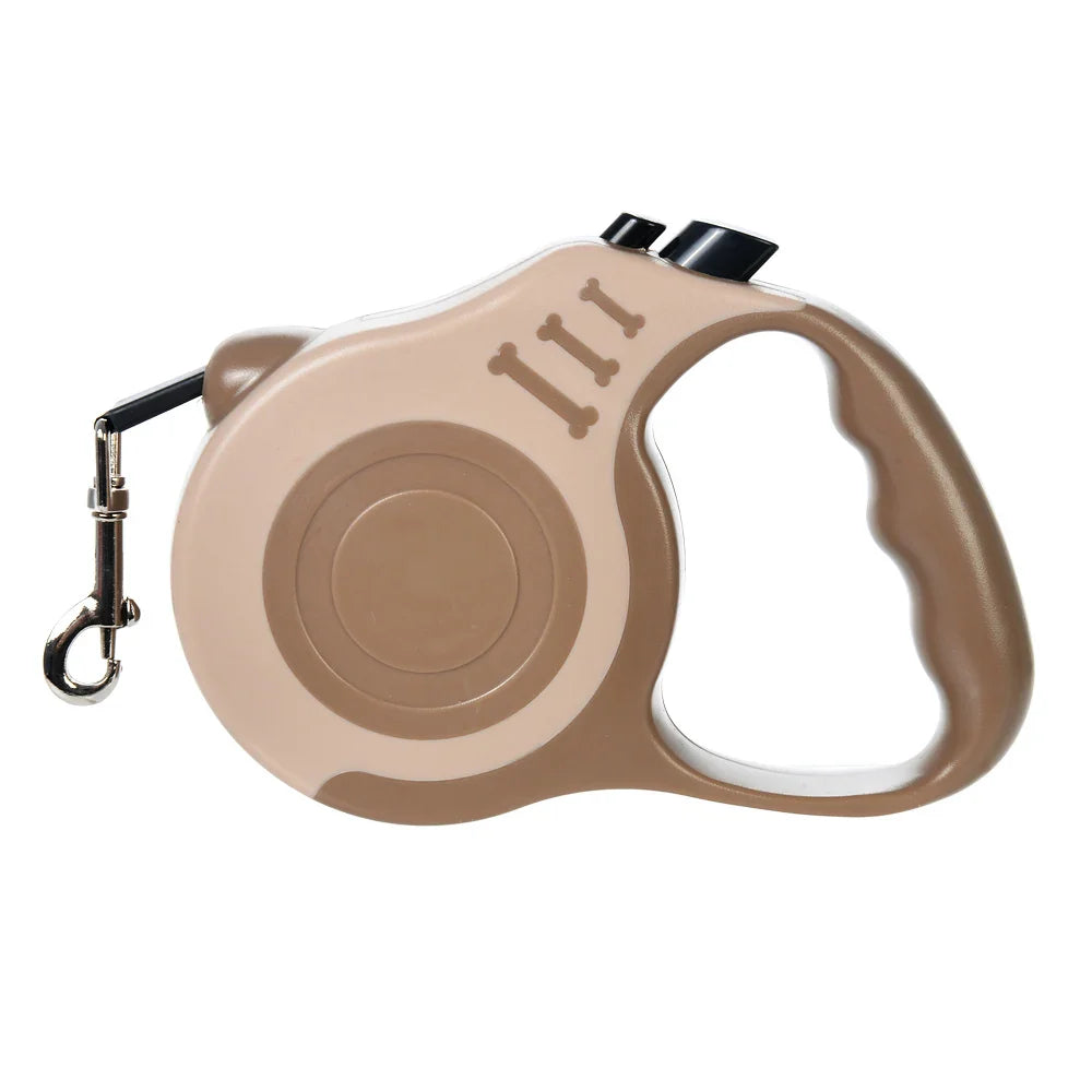 Retractable Dog Leash 3m (10ft) / 5m (16ft) Nylon Quick-Release Leash for Small to Large Dogs — Walking, Hiking & Travel Coffee China Mainland