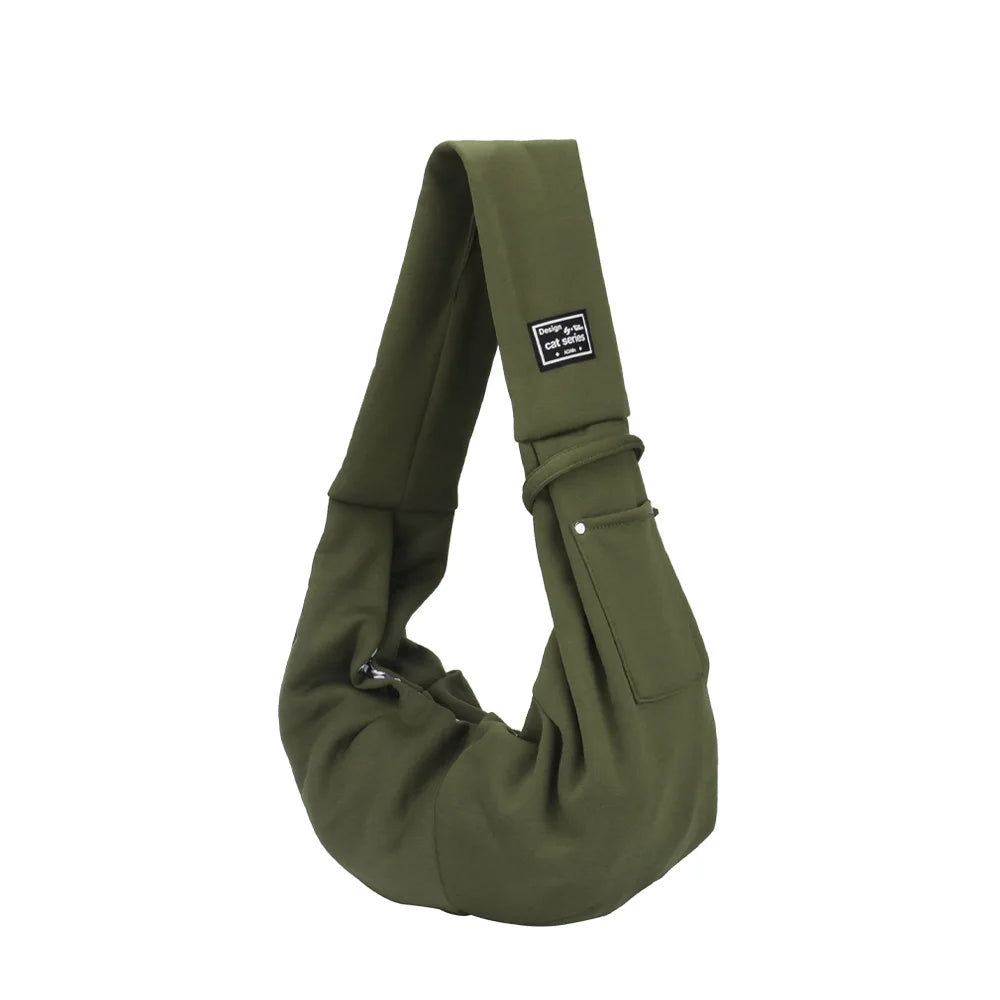 Portable Pet Shoulder Carrier with Phone Pocket – Travel Handbag for Small Dogs & Cats Army green