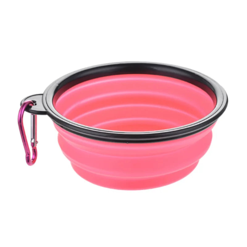Collapsible TPR Travel Pet Bowl for Dogs & Cats — Portable Food & Water Dish (350/650/1000 ml | 12/22/34 oz) Pink