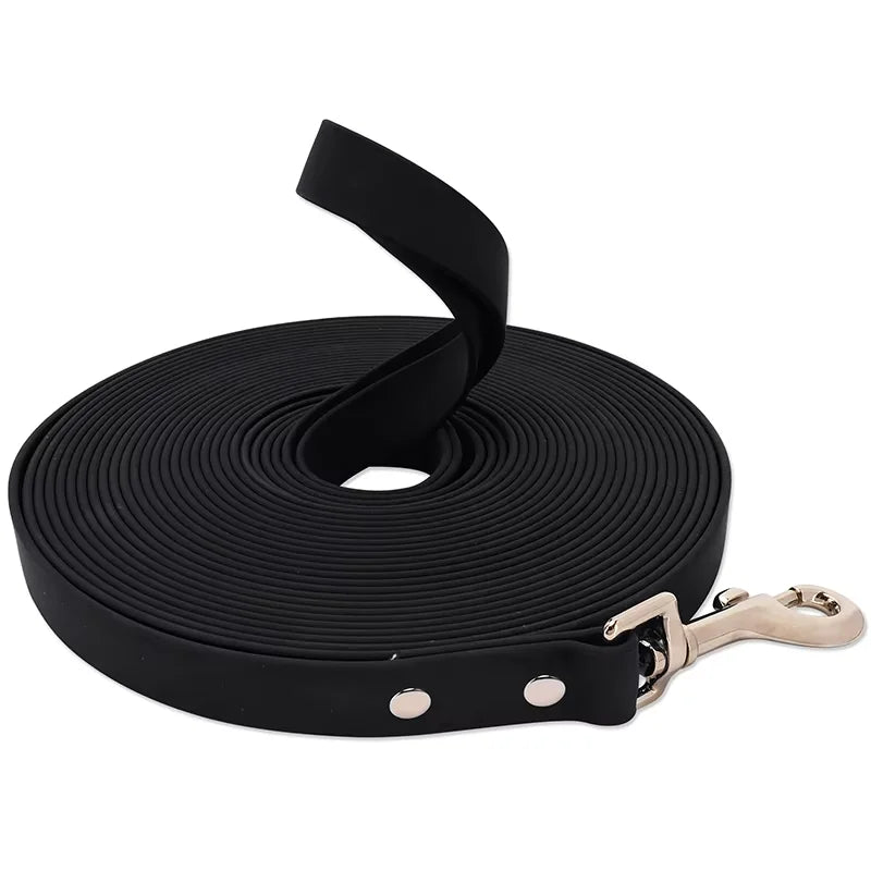 Waterproof PVC Dog Long Leash – Durable Easy-Clean Training & Recall Lead for Small to Large Dogs, 10 ft (3 m), 16 ft (5 m), 33 ft (10 m), 50 ft (15 m) Black