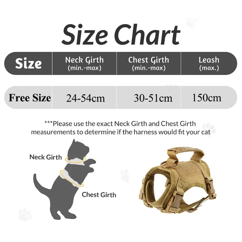 Tactical Small Dog Harness For Puppy Cats Adjustable Kitten Vest Harnesses For Military Dogs Working Training Walking Free Size