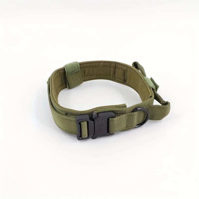 Tactical Dog Collar Military Nylon Heavy Duty K9 Collar Quick Release Buckle Adjustable Training Collar For Large Dogs Verde militar