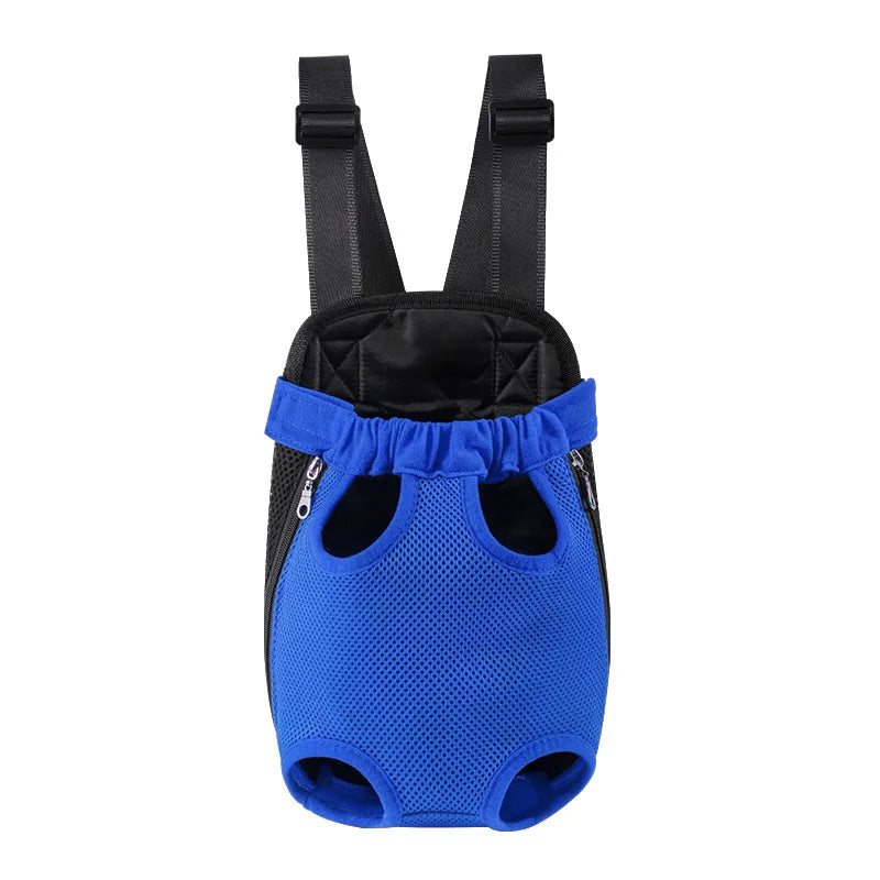 Breathable Camouflage Mesh Dog Carrier Backpack — Adjustable Pet Backpack for Small Dogs up to 22 lb (10 kg) Blue Grid