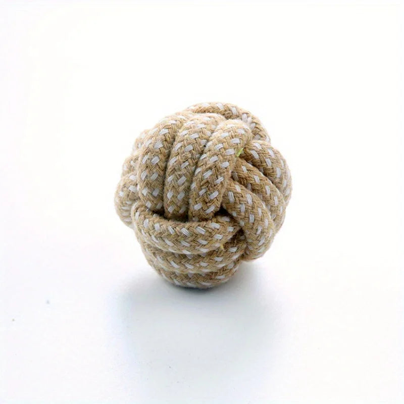 Candy-Colored Cotton Rope Ball Chew Toy for Dogs & Cats — Durable Tug & Fetch Pet Toy Coffee S