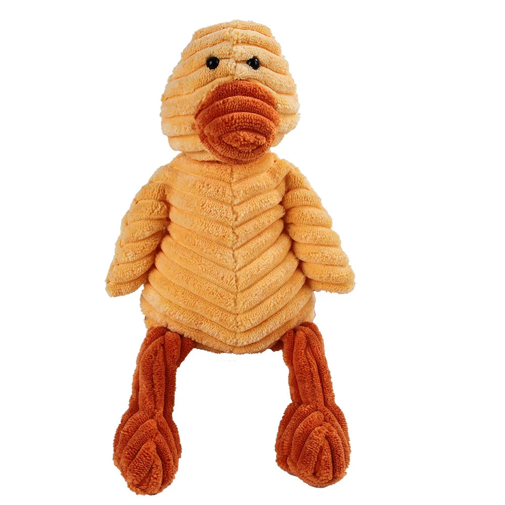 Dog Chew Toy Corduroy Plush Squeaky Molar Tooth Cleaner Training Toy for Large Dogs Monkey and Pig Designs Duck