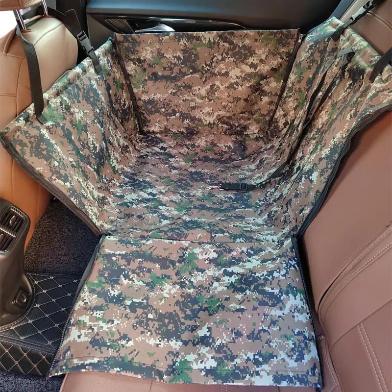 Pet Car Seat Cover Hammock for Dogs & Cats Waterproof Rear Bench Protector 60x35x53 cm (23.6x13.8x20.9 in) Green camouflage 60x35x53cm