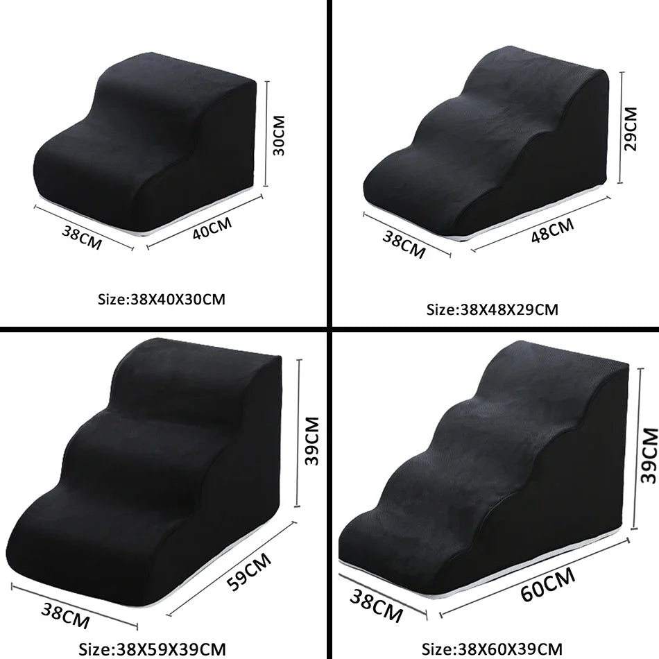 2/3/4-Step Pet Ramp & Ladder for Dogs and Cats – Non-Slip Removable Sofa Bed Stairs black