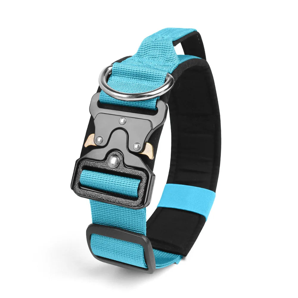 Tactical Dog Collar for Medium to Large Dogs 8 Colors Pet Collar Durable Comfortable Harness for Training And Control Blue China Mainland
