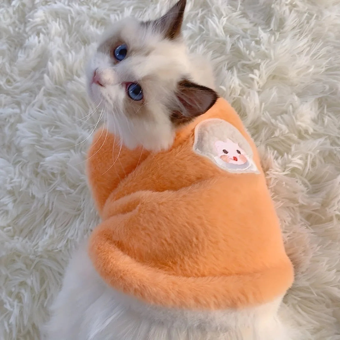 Warm Pet Sweater Vest for Cats & Small Dogs – Kitten Clothes, Winter Pet Apparel Orange China Mainland