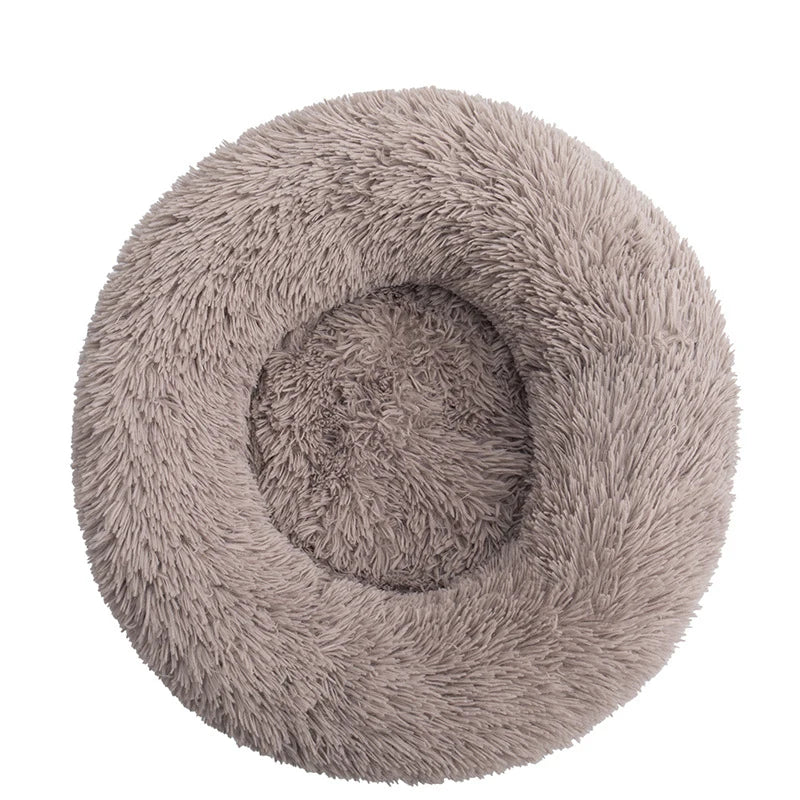 Orthopedic Donut Pet Bed – Calming Anti-Anxiety Round Dog & Cat Sofa, Washable Plush Bolster Bed (Fits 15.7–39.4 in / 40–100 cm) Rustic brown