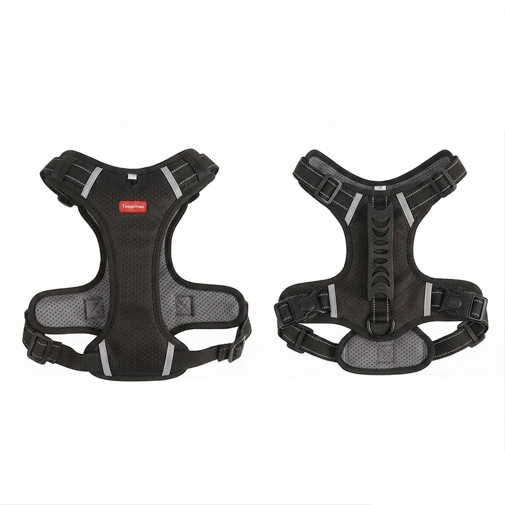 Tactical Dog Harness No Pull Reflective Pet Vest Adjustable Breathable Mesh Dog Chest Strap with Handle for Small Large Dogs Cat Black