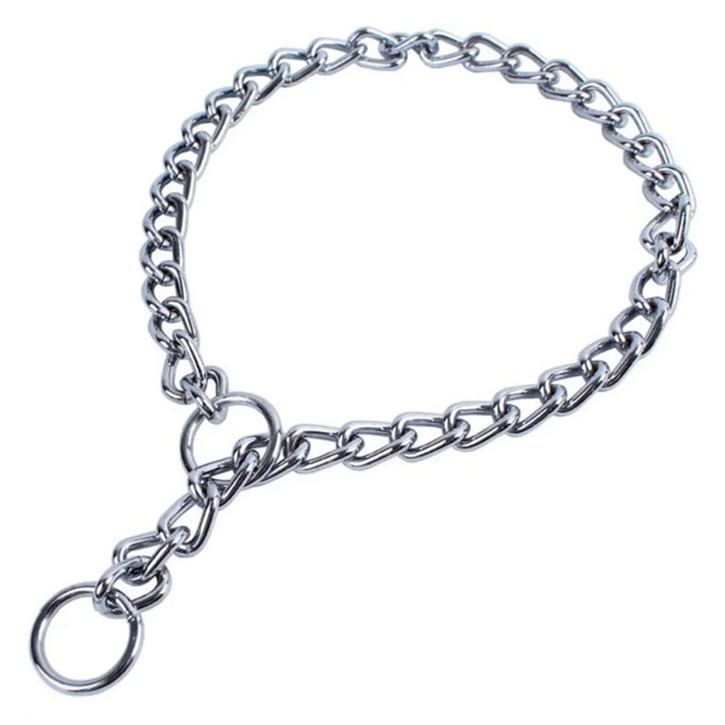 Pet P Snake Chain Collar Dog Choke Collar Stainless Steel Ship Chain for Dogs Adjustable Dog Training Choke Collar For Bulldog WHITE