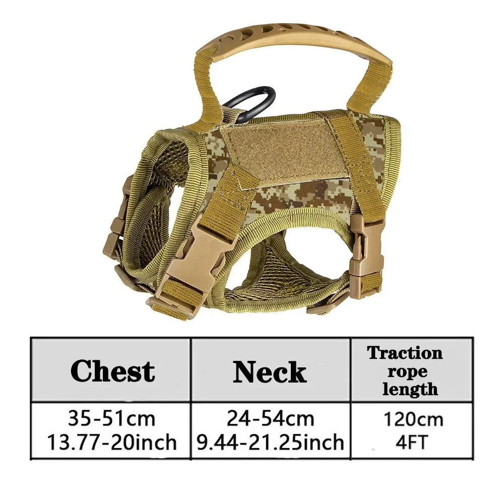Tactical Cat Dog Harness Leash Adjustable Soft Mesh Pet Vest Cats Escape Proof Vest for Working Training for Large Cat/Small Dog Camouflage