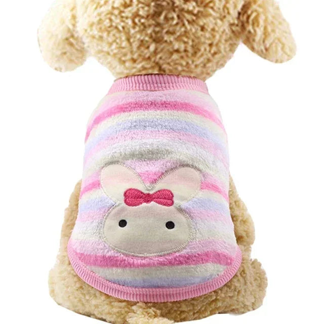 Cartoon Fleece Pet Sweater – Winter Warm Dog & Cat Coat (XXS-XL) United States Pink Rabbit