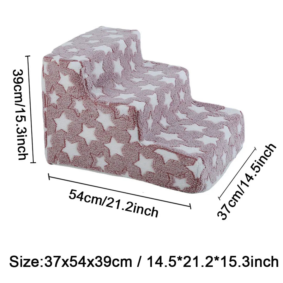 Pet Stairs for Dogs & Cats — 3- or 4-Step Detachable Sponge Ramp, Washable Waterproof Anti-Bite Pet Ladder Big 3 steps D