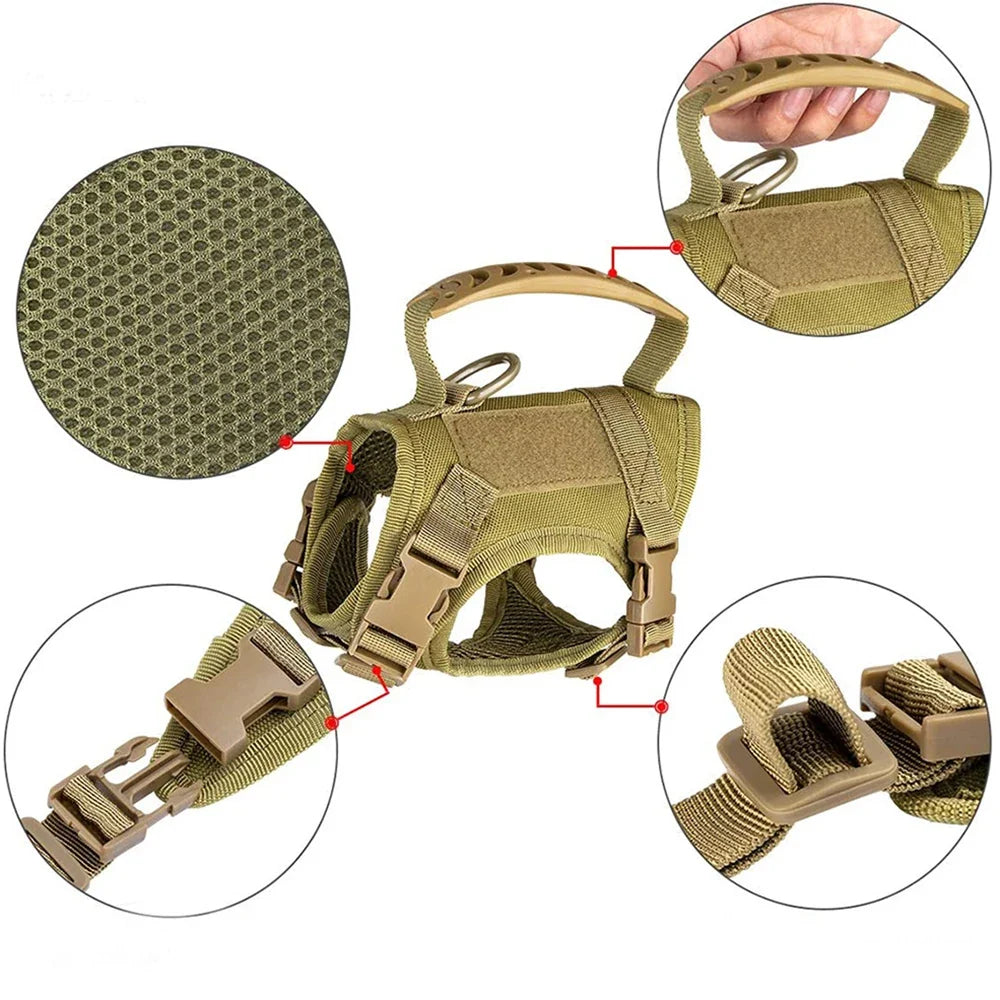 Tactical vest for kittens and small dogs military harness for cats traction strap to prevent escape breathable with 2 Stickers
