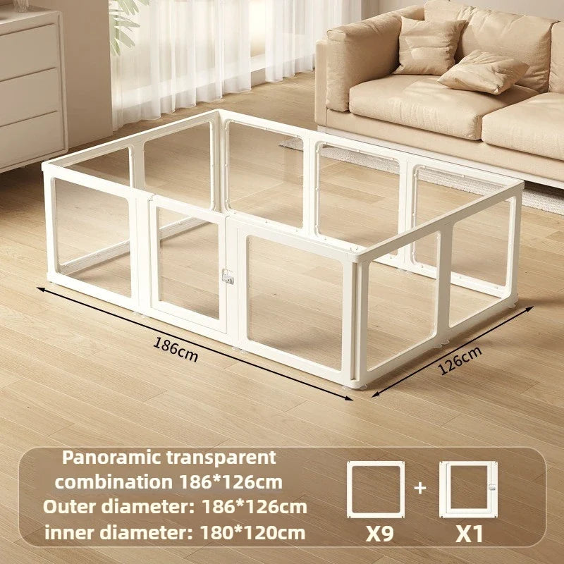Indoor Playpen Dog Fence Cage with Gate Big Portable Dog Fences Acrylic Transparent Panel Pet Fences Household Puppy Supplies Fully transparent High 60CM