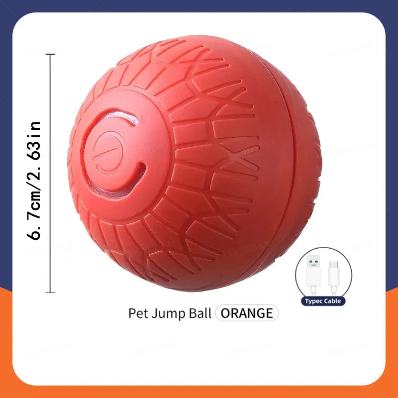 Automatic Interactive Dog Toy Ball USB Rechargeable Rolling Bouncing Chew Toy for Puppies to Large Dogs — Sizes 5.2 cm / 6.7 cm (2.05 in / 2.64 in) Orange SZ China Mainland