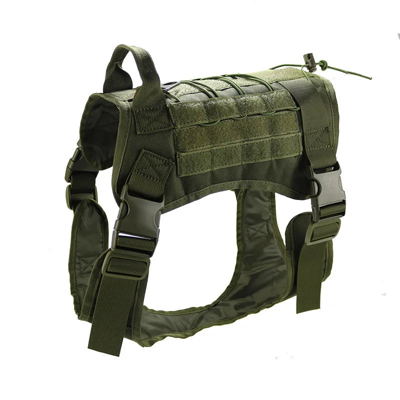 Tactical Dog Harness Military Training Padded Quick Release Vest Pet Training Dog Harness For Set Small Medium Large Dogs Army green