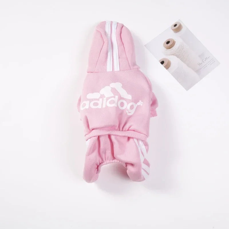Warm Polyester Dog Jumpsuit for Small & Medium Dogs – Puppy Outfit for Chihuahua, Pug, French Bulldog Pink