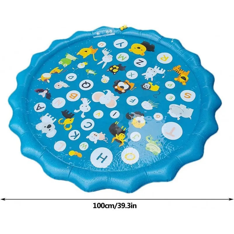 65/100CM Thickened Dog Spray Water Play Mat Cat Playmat Letter Dolphin Theme Pet Sensory Playing Crawling Induction Toy C 100cm