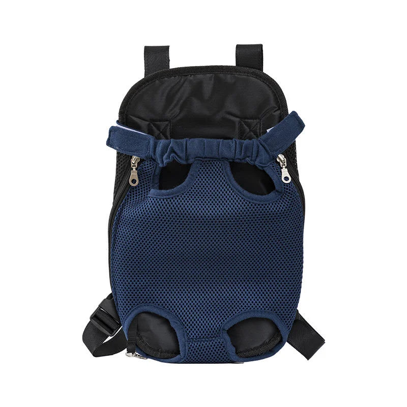 Breathable Camouflage Mesh Dog Carrier Backpack — Adjustable Pet Backpack for Small Dogs up to 22 lb (10 kg) Dark Blue Grid