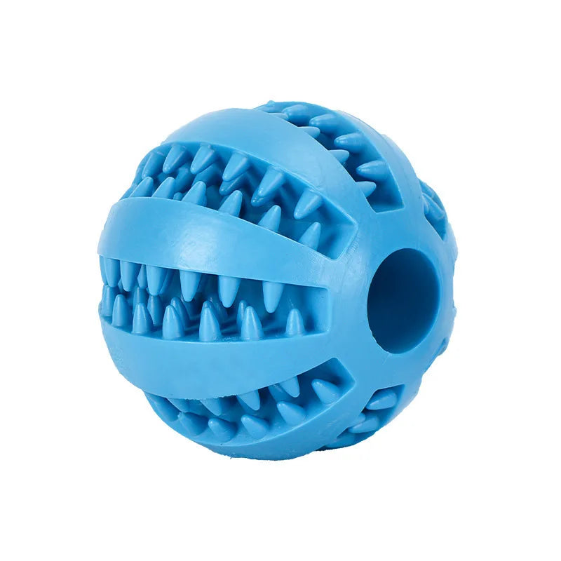 Interactive Rubber Dog & Cat Toy Ball, Puppy Chew Toy, Treat Feeder & Tooth-Cleaning Silicone Ball Blue