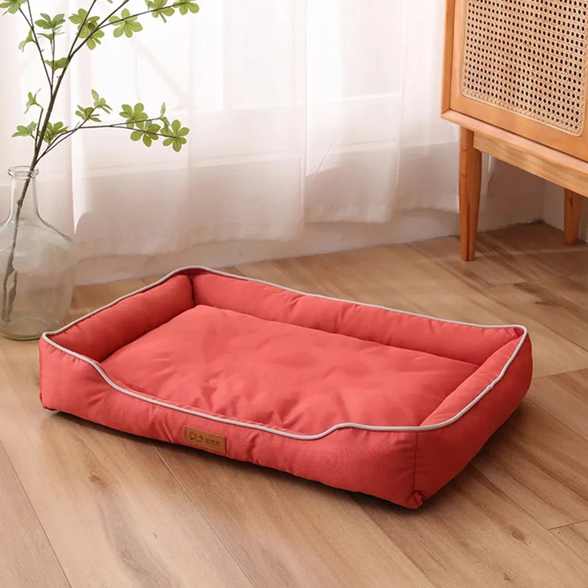 Four-Season Square Pet Bed Waterproof Thickened Bite-Resistant Dog & Cat Sofa Mattress – Sizes S-XXL (36–100 cm / 14–39 in) Red