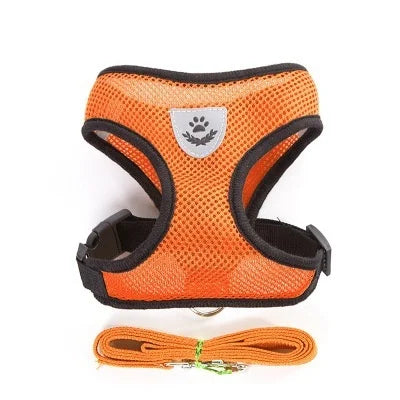 Breathable Mesh Cat Harness and Leash Set | Reflective Soft Vest for Small Cats and Dogs orange