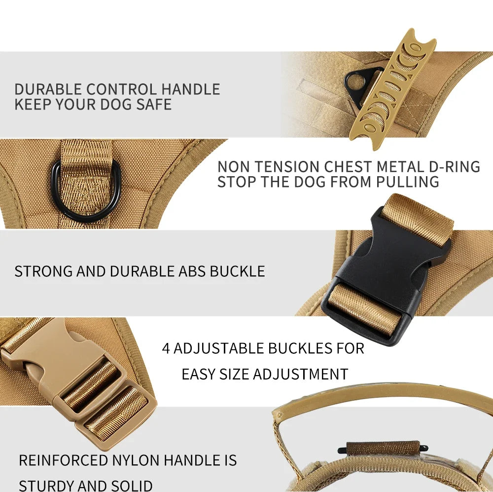 Dog Tactical Harness Vest Pet Dog Harness for Medium Large Dogs Reflective Dog Harness No Pull with Durable Soft Handle