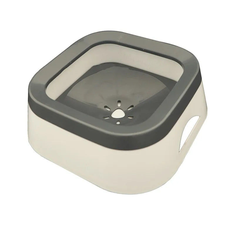 Anti-Splash Pet Water Bowl 1L (34 fl oz) Spill-Proof Dog and Cat Waterer Large Puppy Drinking Bowl grey