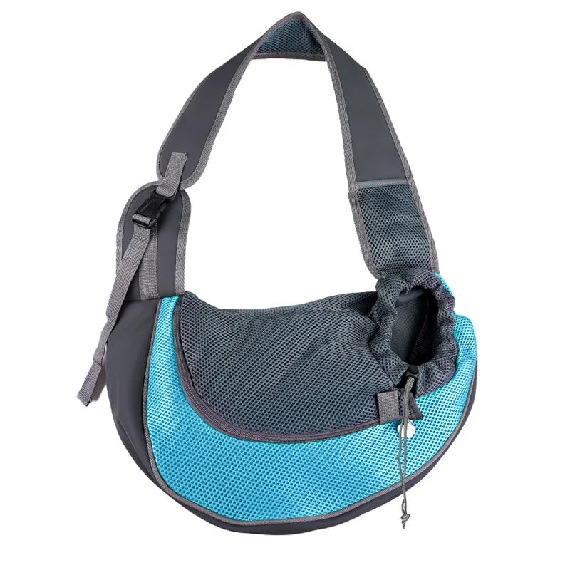 Pet Sling Carrier Shoulder Bag — Mesh Crossbody Travel Carrier for Small Dogs & Cats (S: up to 6.6 lb / 3 kg, L: up to 13.2 lb / 6 kg) blue